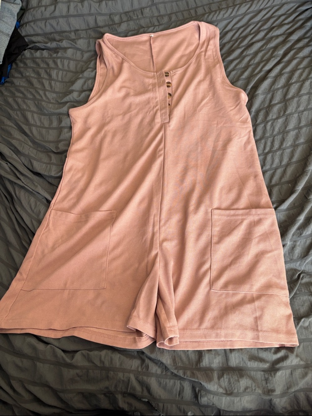 Amazon Sleeveless Blush Pink Romper with Front Pockets